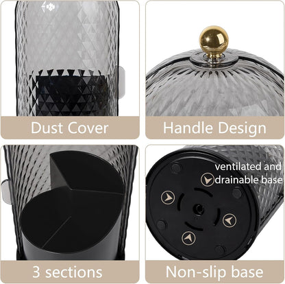 Toothbrush Holder with Cover for Bathroom Countertop, Organizer, Black