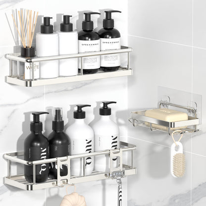 YASONIC Shower Caddy Adhesive, Rustproof Shower Organizer, Large Capacity Shower Shelves for Inside Shower, No Drilling Bathroom Organizers and Storage for Home Decor （2 Pack Bronze）