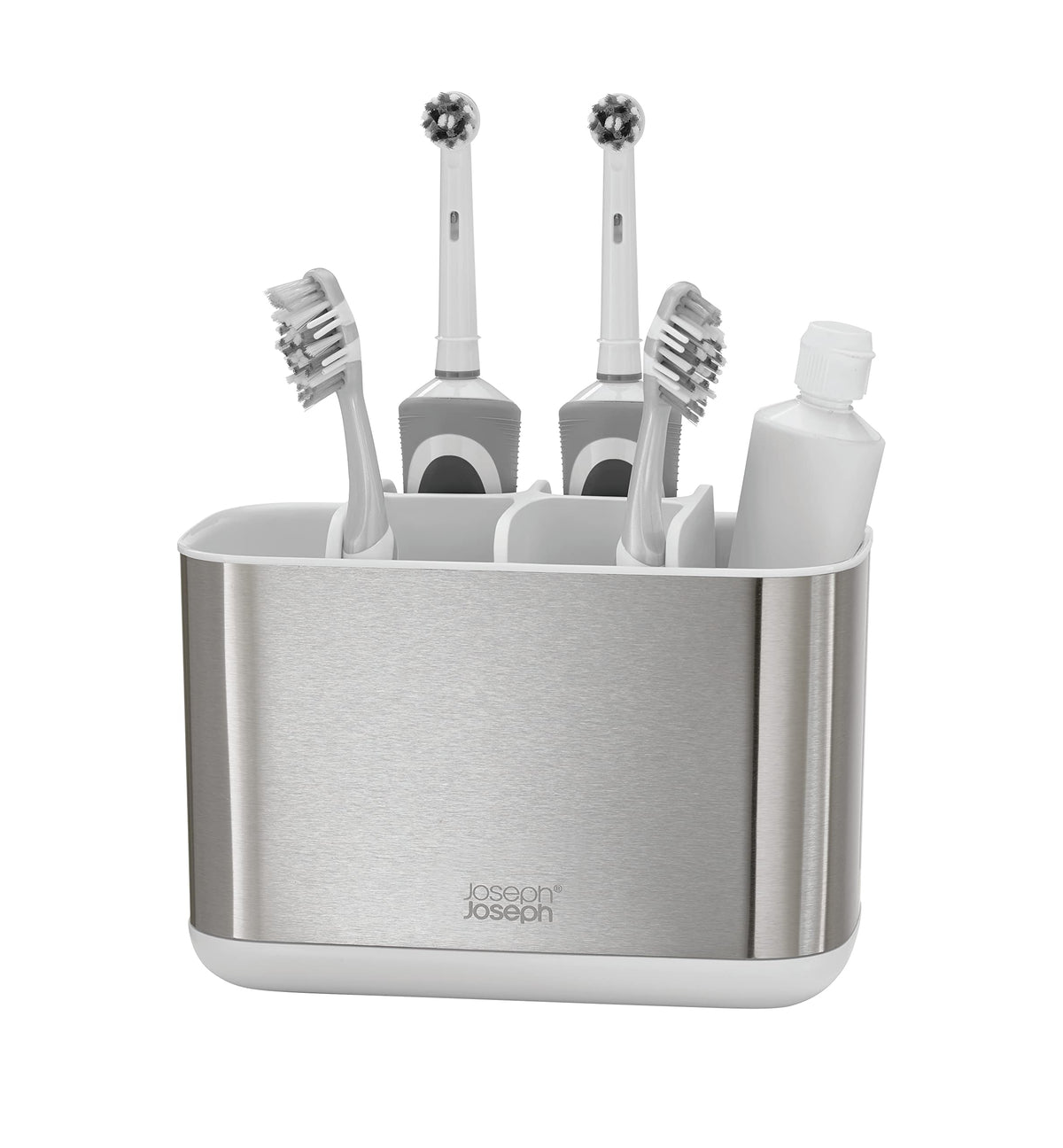 Joseph Joseph Easy-Store - Compact Toothbrush Holder Caddy Bathroom Storage , Grey/White, Regular