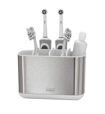 Joseph Joseph Easy-Store - Compact Toothbrush Holder Caddy Bathroom Storage , Grey/White, Regular