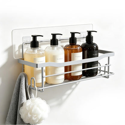 Shower Caddy Shelves Organizer Rack, Single Pack Shower Caddy,No Drilling Wall Mounted Self Adhesive Shower Shelves for Inside Shower, Matte Black