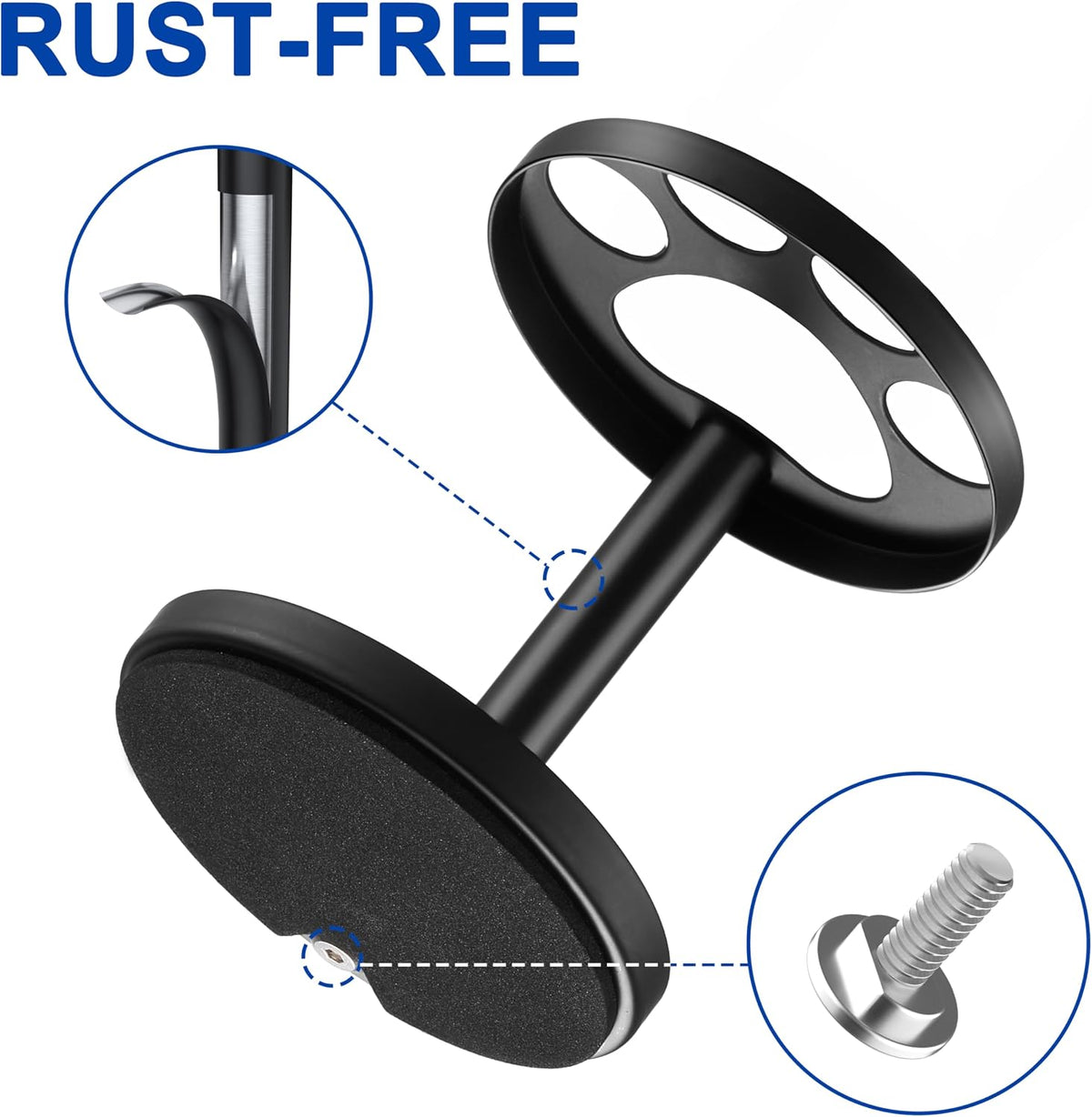 Metal Toothbrush Holder Stand for Bathroom: Stainless Steel Ventilated Organizer with Slots for Electric Toothbrushes, Toothpaste, Razors & Small Comb, Unique Footprint Base Design, Black
