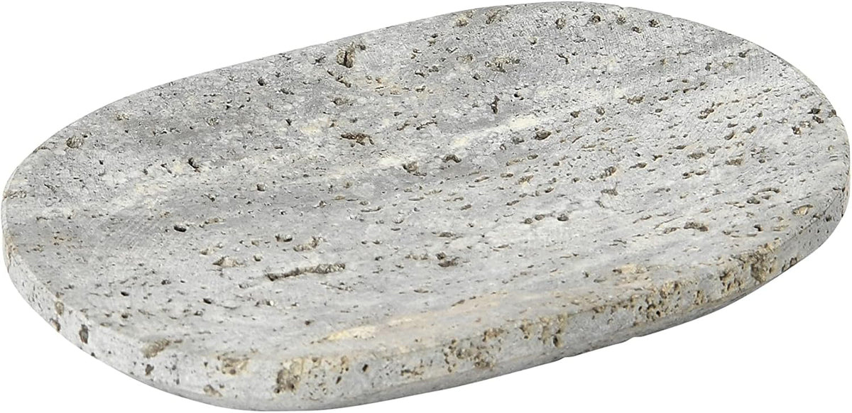 Creative Co-Op Travertine Soap Dish, Grey