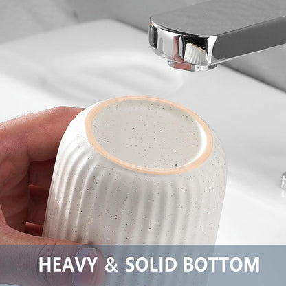 Toothbrush Holders - 2 Cup Ceramic Toothbrush Toothpaste Holders Set, Beige Bathroom Tumbler Cups Reusable Toothbrush Mouthwash Cup, Bathroom Counter Organizer
