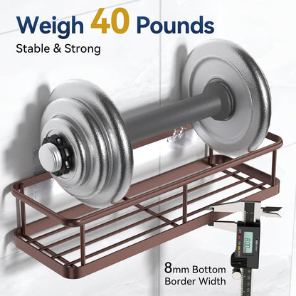 YASONIC Shower Caddy Adhesive, Rustproof Shower Organizer, Large Capacity Shower Shelves for Inside Shower, No Drilling Bathroom Organizers and Storage for Home Decor （2 Pack Bronze）