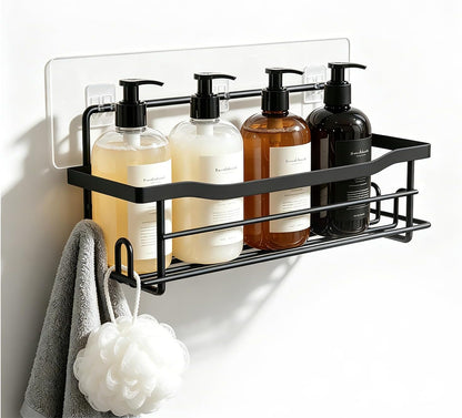 Shower Caddy Shelves Organizer Rack, Single Pack Shower Caddy,No Drilling Wall Mounted Self Adhesive Shower Shelves for Inside Shower, Matte Black