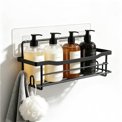 Shower Caddy Shelves Organizer Rack, Single Pack Shower Caddy,No Drilling Wall Mounted Self Adhesive Shower Shelves for Inside Shower, Matte Black
