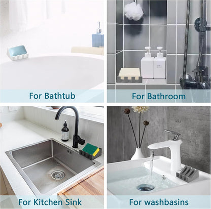 Soap Dish Holder for Shower with Suction Cup, Silicone Soap Holder & Saver Self-Draining Bar Soap Dish Keeps Soap Dry for Bathroom, Kitchen, Bathtub, Extends Soap Life (White-1Pack)