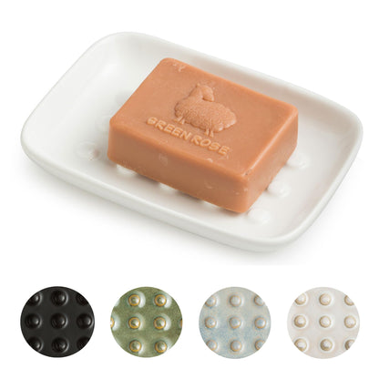 Miamolo Soap Dish Bar Cleaner Dish for Shower, Ceramic Soap Dishes for Large Soap Bar Shampoo or Sponge, Shower Soap Dish Soap Saver Tray for Bathroom Kitchen Sink, Easy to Clean
