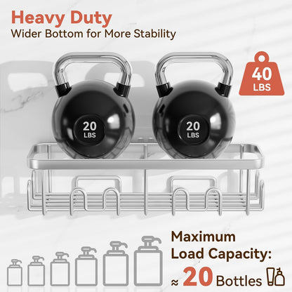 YASONIC Shower Caddy Adhesive, Rustproof Shower Organizer, Wall Shower Rack