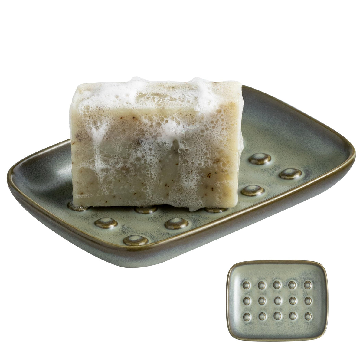 Miamolo Soap Dish Bar Cleaner Dish for Shower, Ceramic Soap Dishes for Large Soap Bar Shampoo or Sponge, Shower Soap Dish Soap Saver Tray for Bathroom Kitchen Sink, Easy to Clean