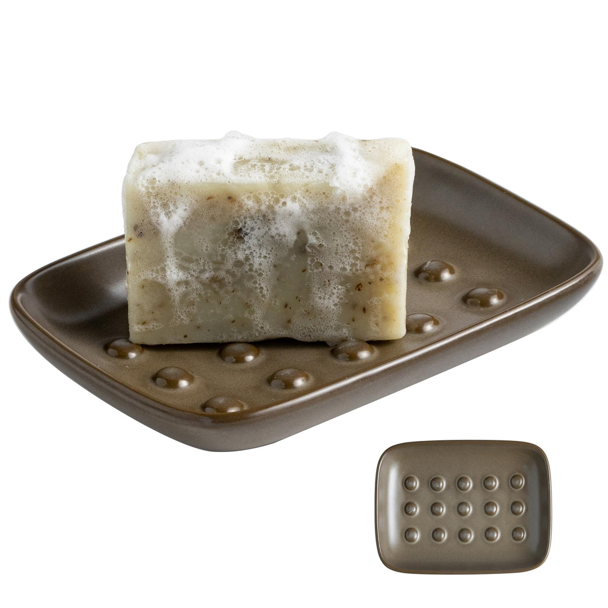 Miamolo Soap Dish Bar Cleaner Dish for Shower, Ceramic Soap Dishes for Large Soap Bar Shampoo or Sponge, Shower Soap Dish Soap Saver Tray for Bathroom Kitchen Sink, Easy to Clean