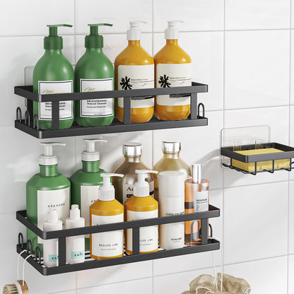 Youvip Adhesive Shower Caddy, Black, 3 Pack