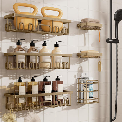 Veken Shower Caddy 6-Pack, Bathroom Organizers and Storage Shelves, Black