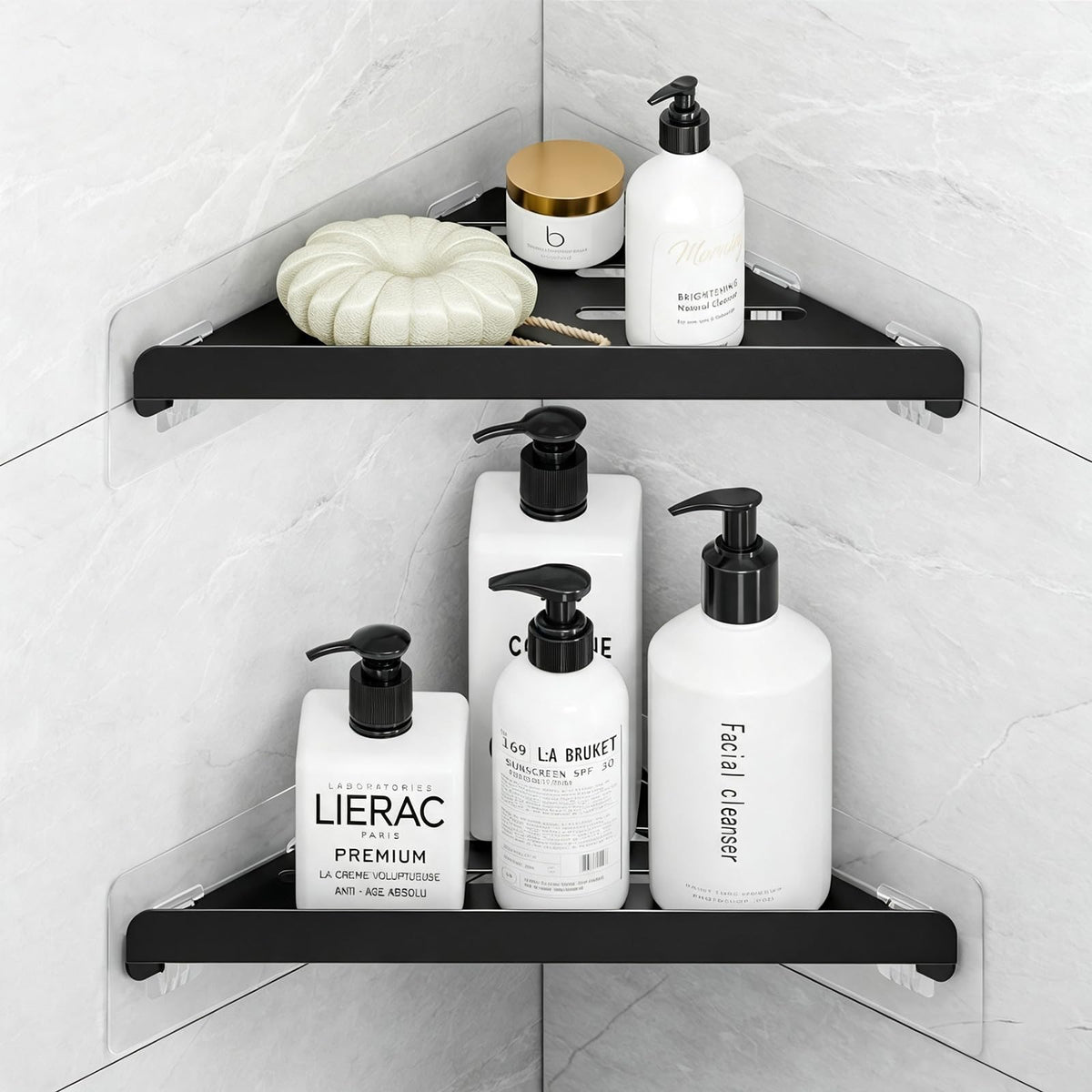 Fikoksol Shower Caddy Storage, Triangle Corner Shelf with Adhesive Hook