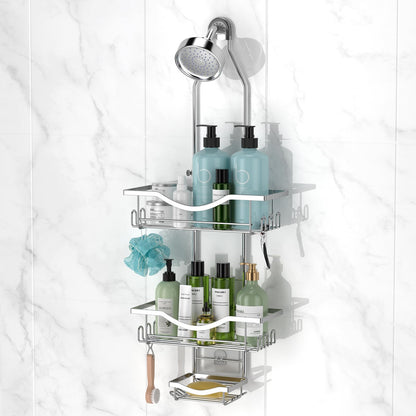 REINHARDT Adjustable Shower Caddy Hanging Rustproof Shower Organizer, Black