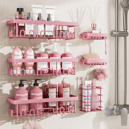 Veken Shower Caddy 3-Pack, Advanced Rustproof Design, No Drilling Adhesive Shelves, Rack with Soap Holder, Large Capacity Bathroom Organizers and Storage, Wall-Mounted Kitchen & Home Decor, Black