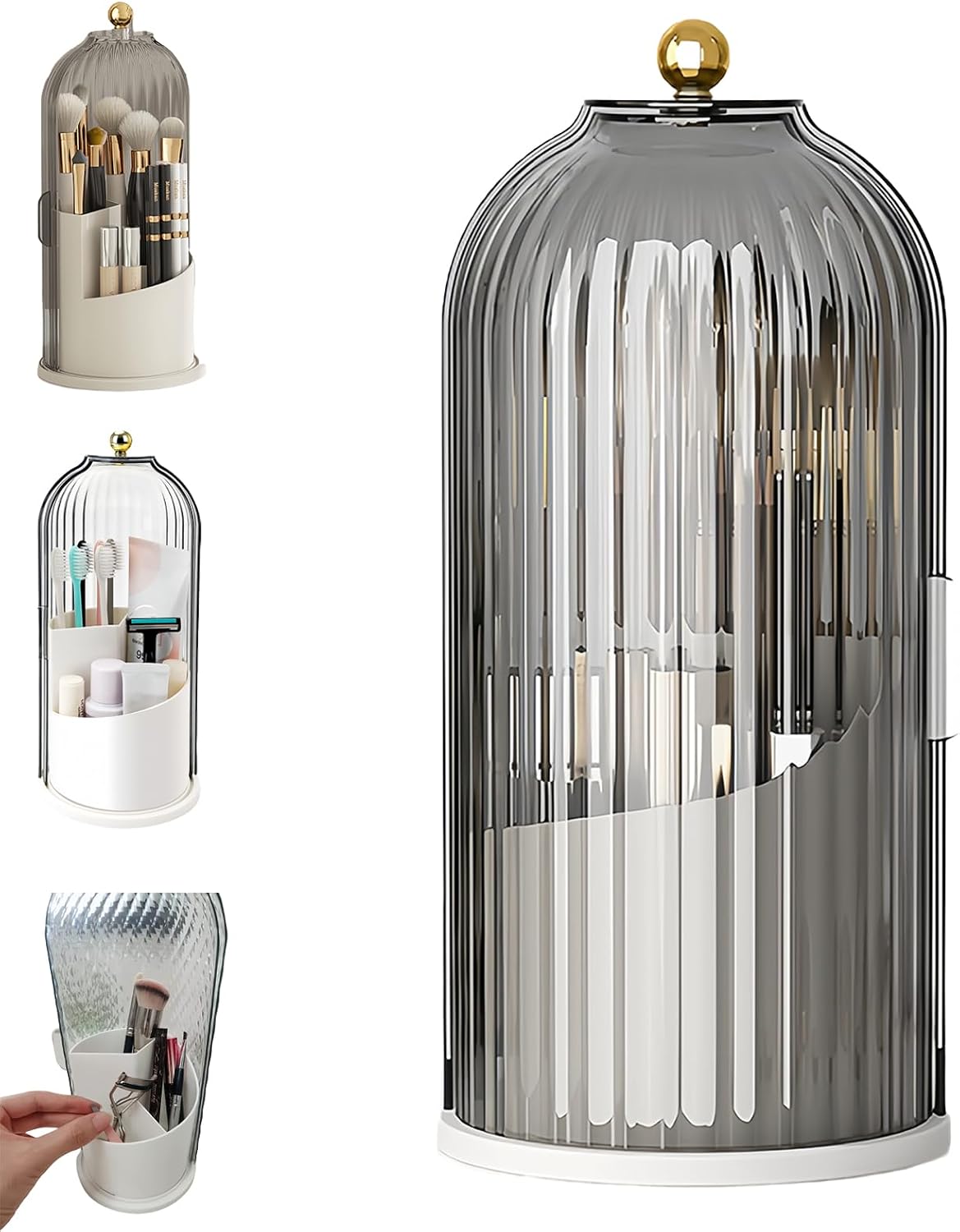 Concealed Toothbrush Holder, Rotating Bathroom Organizer Countertop