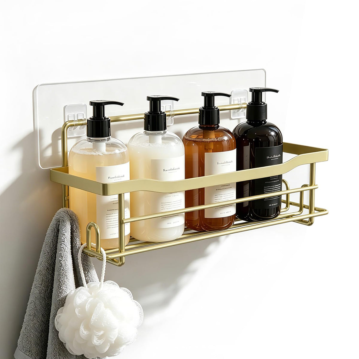 Shower Caddy Shelves Organizer Rack, Single Pack Shower Caddy,No Drilling Wall Mounted Self Adhesive Shower Shelves for Inside Shower, Matte Black