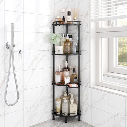 ELYKEN Corner Shower Caddy Standing, 3 Tier Metal Shower Organizer, Black