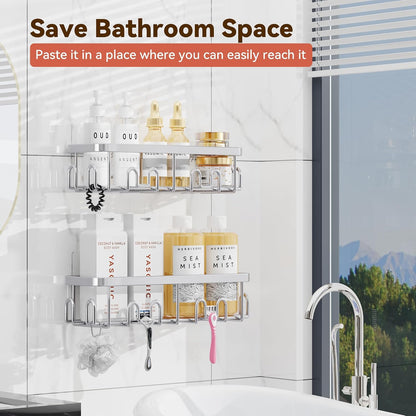 YASONIC Shower Caddy Adhesive, Rustproof Shower Organizer, Wall Shower Rack