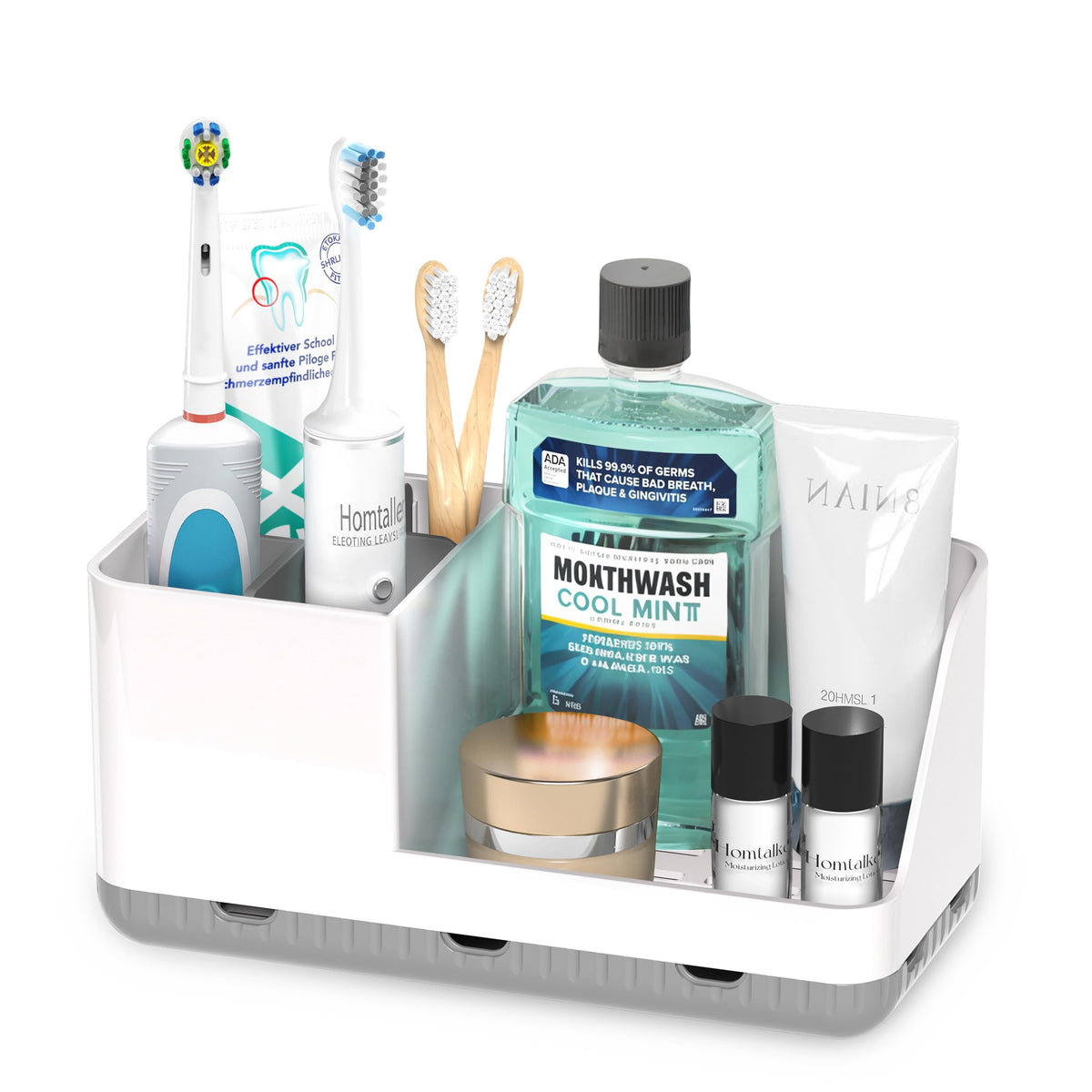 Toothbrush Holder Bathroom Counter Organizer & Storage Detachable