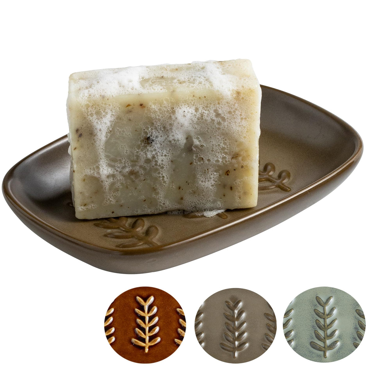 Miamolo Soap Dish Bar Cleaner Dish for Shower, Ceramic Soap Dishes for Large Soap Bar Shampoo or Sponge, Shower Soap Dish Soap Saver Tray for Bathroom Kitchen Sink, Easy to Clean
