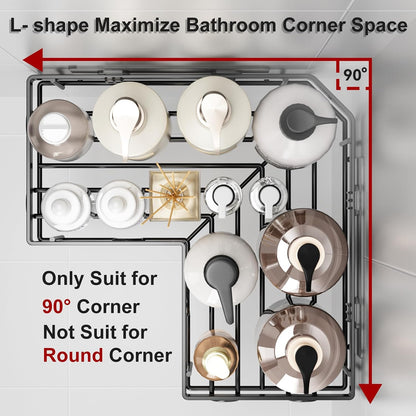 Liuoud Corner Shower Caddy 5 Pack Adhesive Stainless Steel Organizer Black