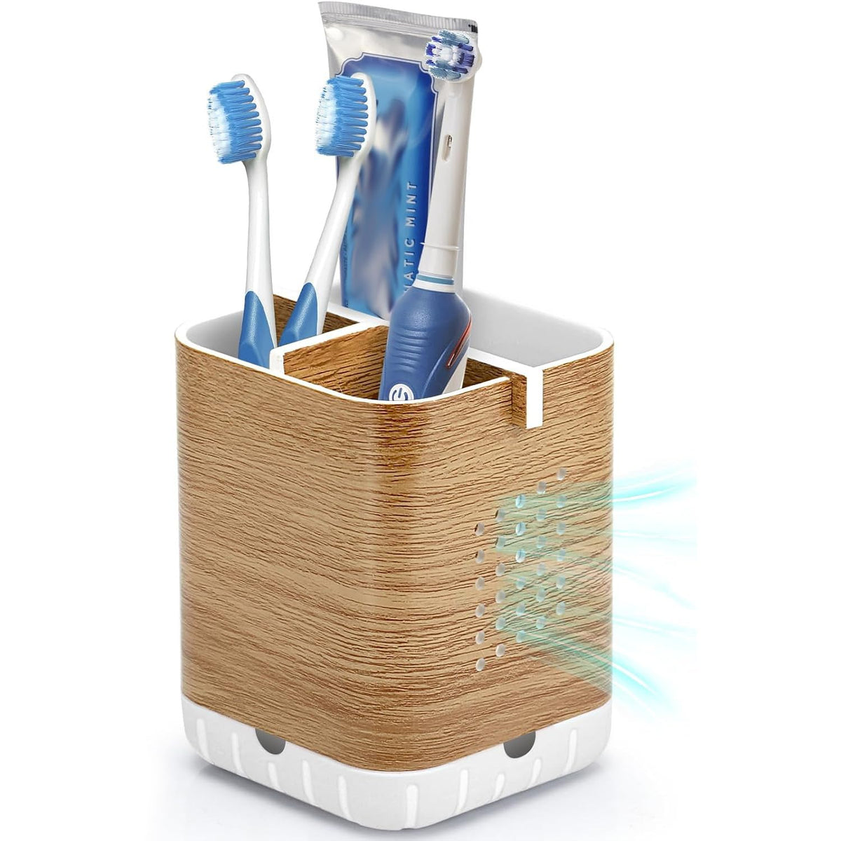 Boperzi Toothbrush Holders for Bathrooms, Detachable Electric Toothbrush Holder, Kids Toothbrush Holder Drainage, 3 slot Toothbrush and Toothpaste Holder Storage Caddy, Toothbrush Organizer White/Grey