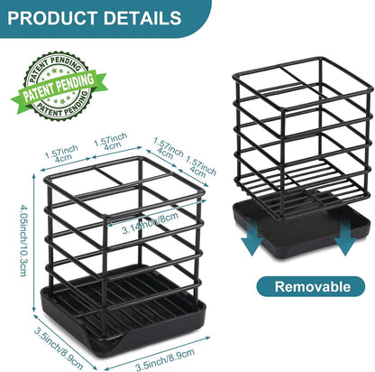 Toothbrush Holders for Bathroom,Black,Stainless Steel,Detachable, 3 Slot