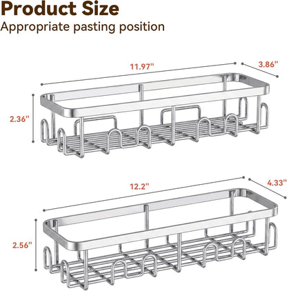 YASONIC Shower Caddy Adhesive, Rustproof Shower Organizer, Wall Shower Rack