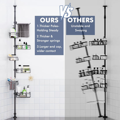Shower Caddy Organizer Tension Pole, Corner Shower Shelves Bathroom Storage