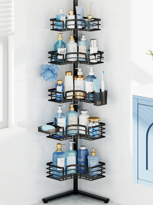 HapiRm Corner Shower Caddy Stand - 5-Tier Adjustable Shower Shelves, Black