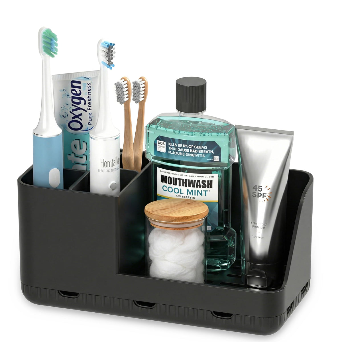 Toothbrush Holder Bathroom Counter Organizer & Storage Detachable