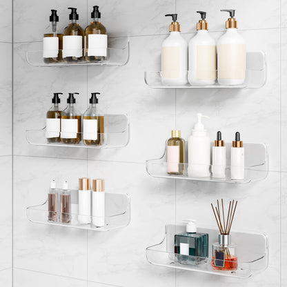 Adhesive Bathroom Shelves, 2 Pack Acryilc No Drill Stick on Shelf