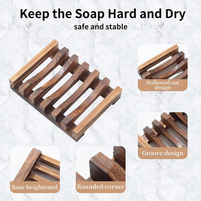 Wooden Soap Dish for Shower,Set of 2 Shower Soap Holder,Self draining Bar Soap Holder for Bathroom, Homemade Soaps Saver Natural Soaps Tray, Vowupt