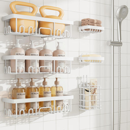 Veken Shower Caddy 3-Pack, Advanced Rustproof Design, No Drilling Adhesive Shelves, Rack with Soap Holder, Large Capacity Bathroom Organizers and Storage, Wall-Mounted Kitchen & Home Decor, Black