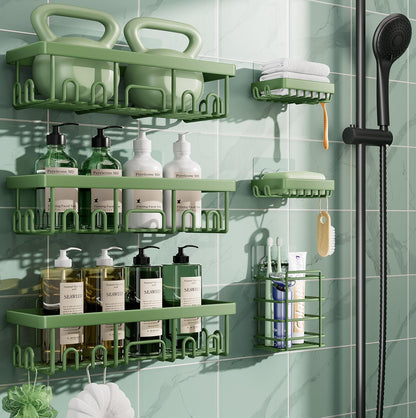 Veken Shower Caddy 3-Pack, Advanced Rustproof Design, No Drilling Adhesive Shelves, Rack with Soap Holder, Large Capacity Bathroom Organizers and Storage, Wall-Mounted Kitchen & Home Decor, Black