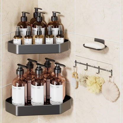 Veken Corner Shower Caddy 3-Pack, Advanced Rustproof Design&Stable Storage