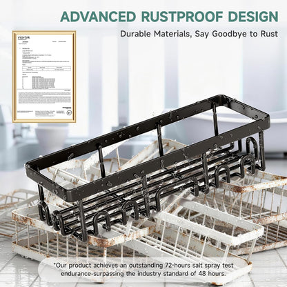 Veken Shower Caddy 6-Pack with Hooks, Bathroom Organizers & Storage, Black