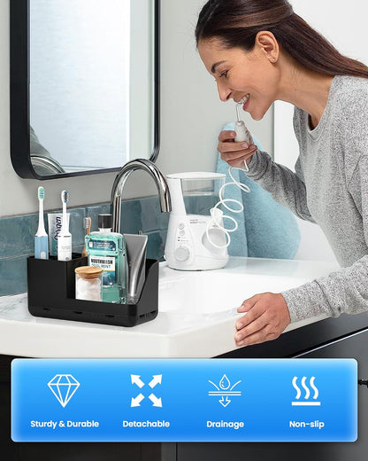 Toothbrush Holder Bathroom Counter Organizer & Storage Detachable