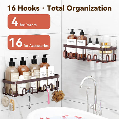 YASONIC Shower Caddy Adhesive, Rustproof Shower Organizer, Wall Shower Rack
