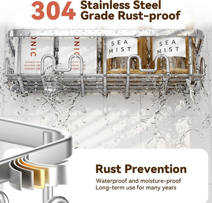YASONIC Shower Caddy Adhesive, Rustproof Shower Organizer, Wall Shower Rack