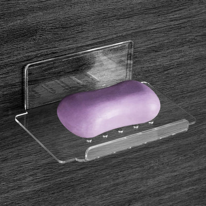 Soap Dish for Shower, 5 Slot Self-Adhesive Soap Holder for Bathroom, Wall Mounted Shower Soap Holder, Stainless Steel Soap Tray Black